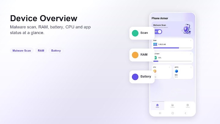 Phone Armor device overview screen